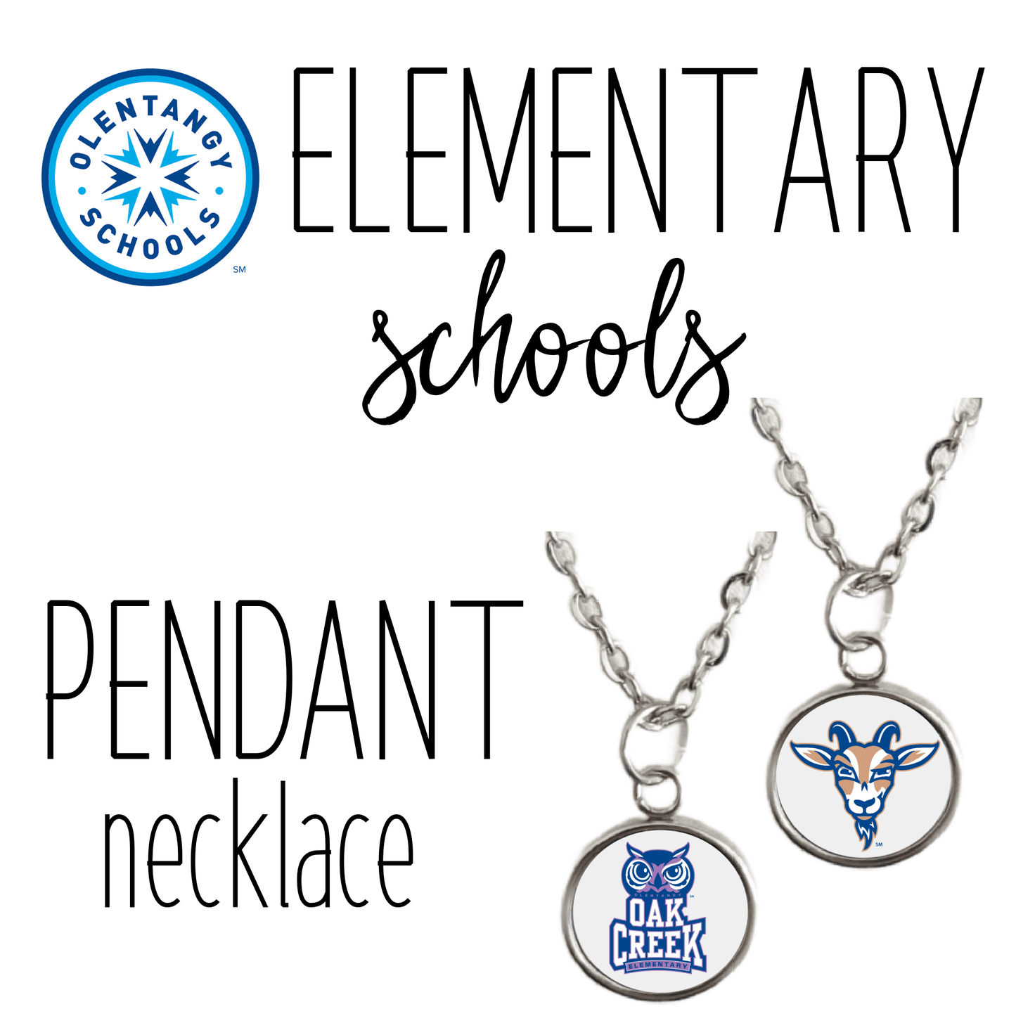 Olentangy - ELEMENTARY SCHOOLS silver pendant necklace
