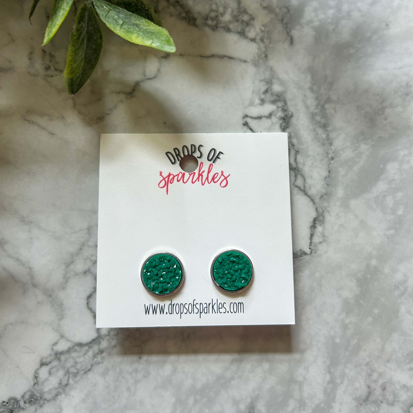 Druzy stone stud earrings - shamrock & grass green