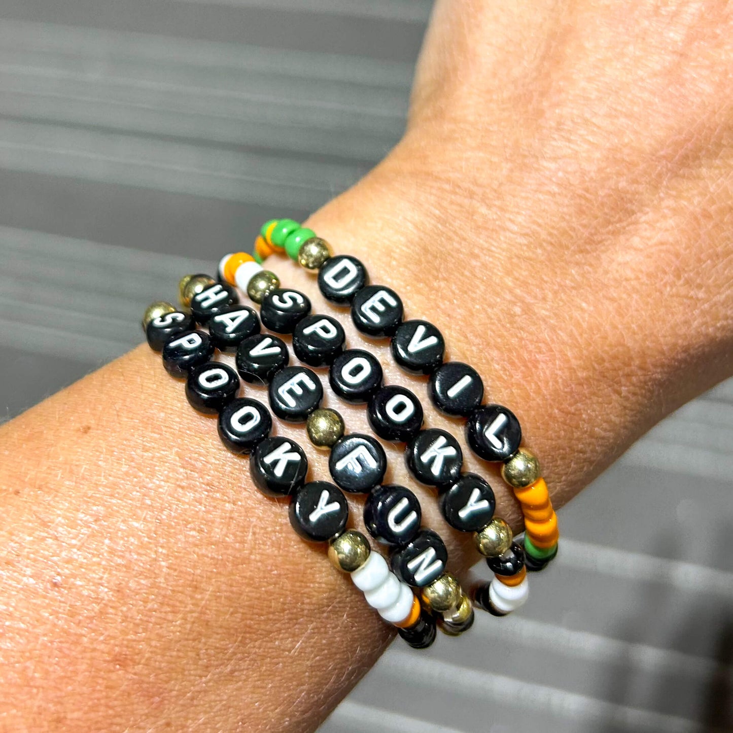 Halloween words stretch bracelets ~ 2 FOR $12!!