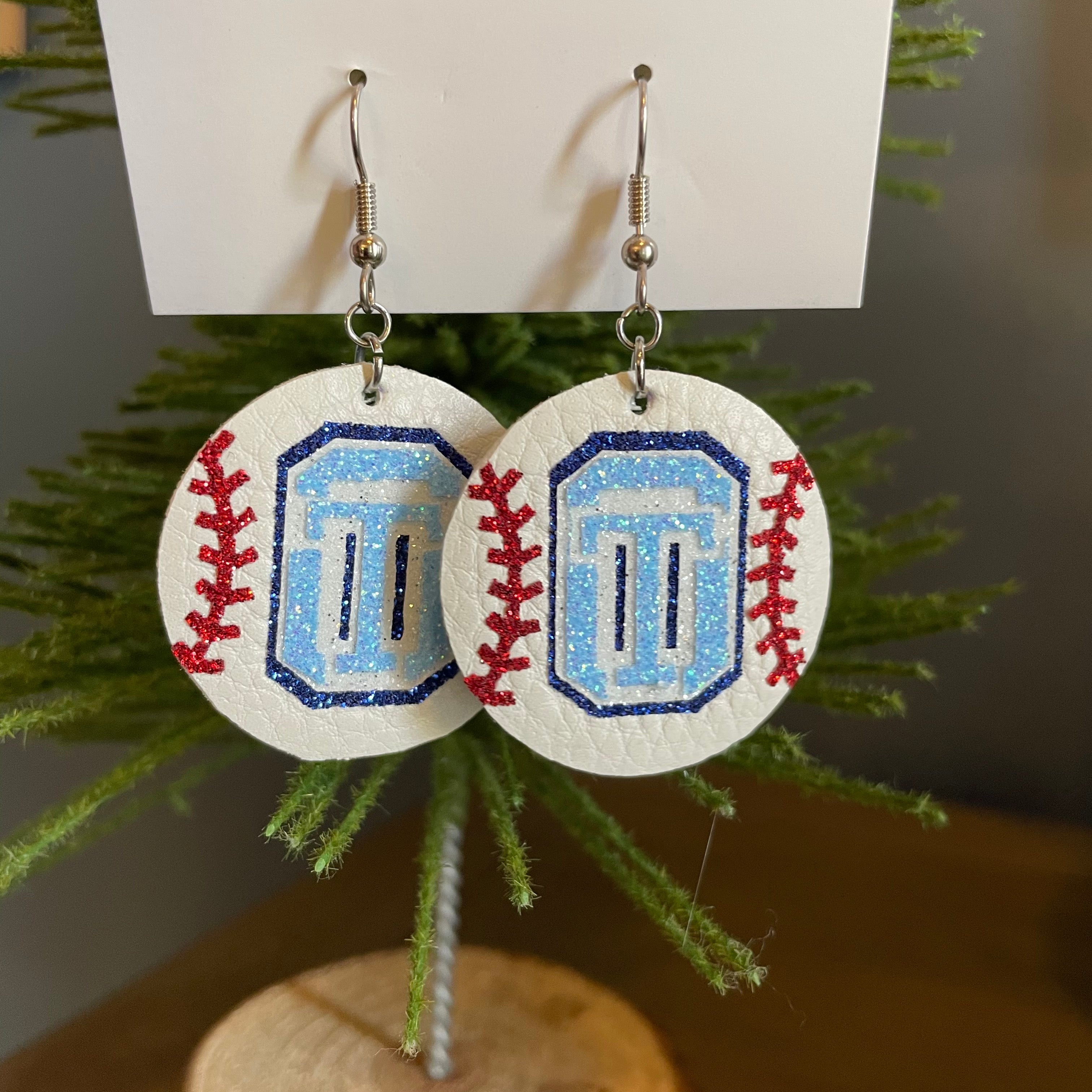 Baseball faux deals leather earrings