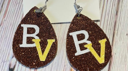 Buckeye Valley faux leather teardrop dangle earrings